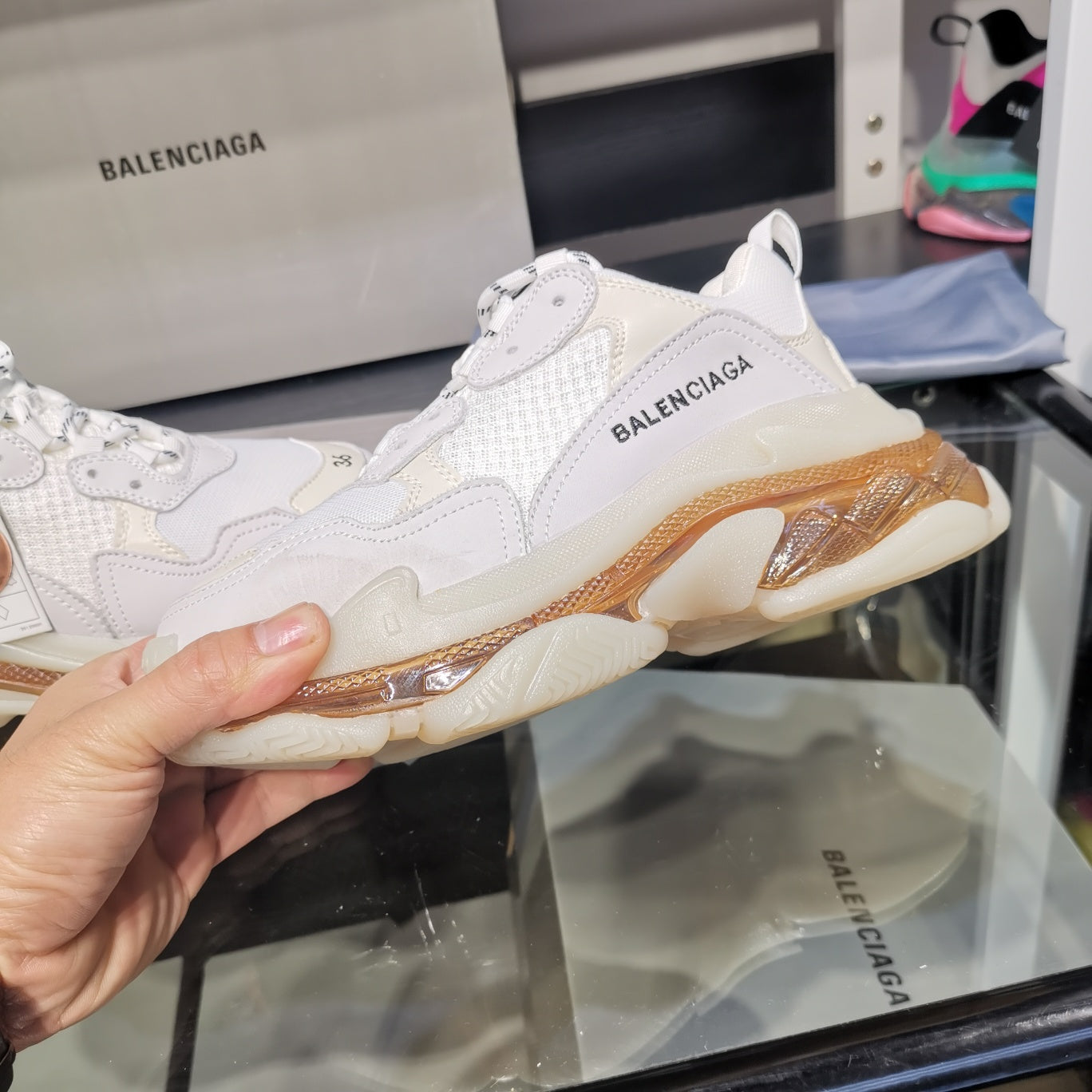 Balenciaga Triple S sneakers white transparent bottom