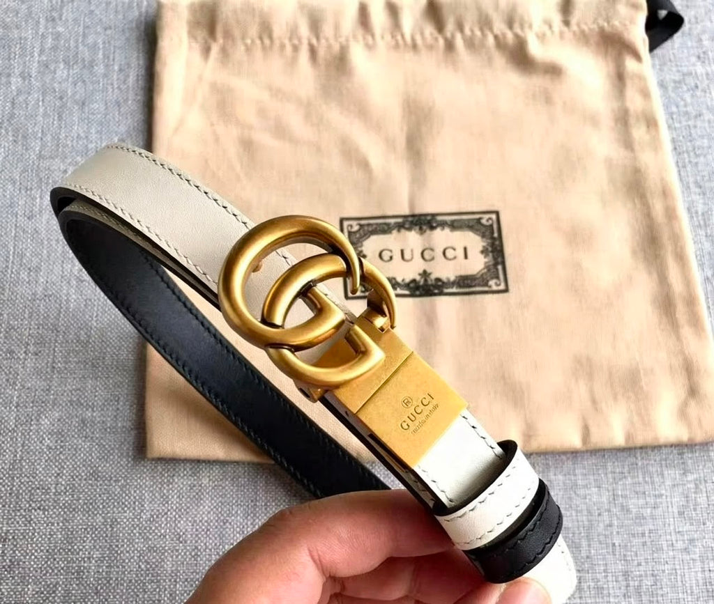 Cintura Gucci GG Marmont Reversible Bianca