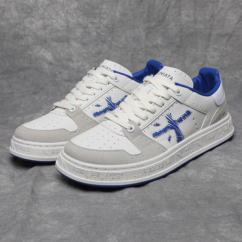 Premiata Quinn sneakers pelle bianco celeste