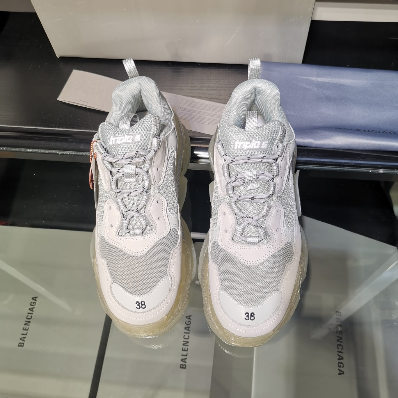 Balenciaga Triple S sneakers white transparent bottom