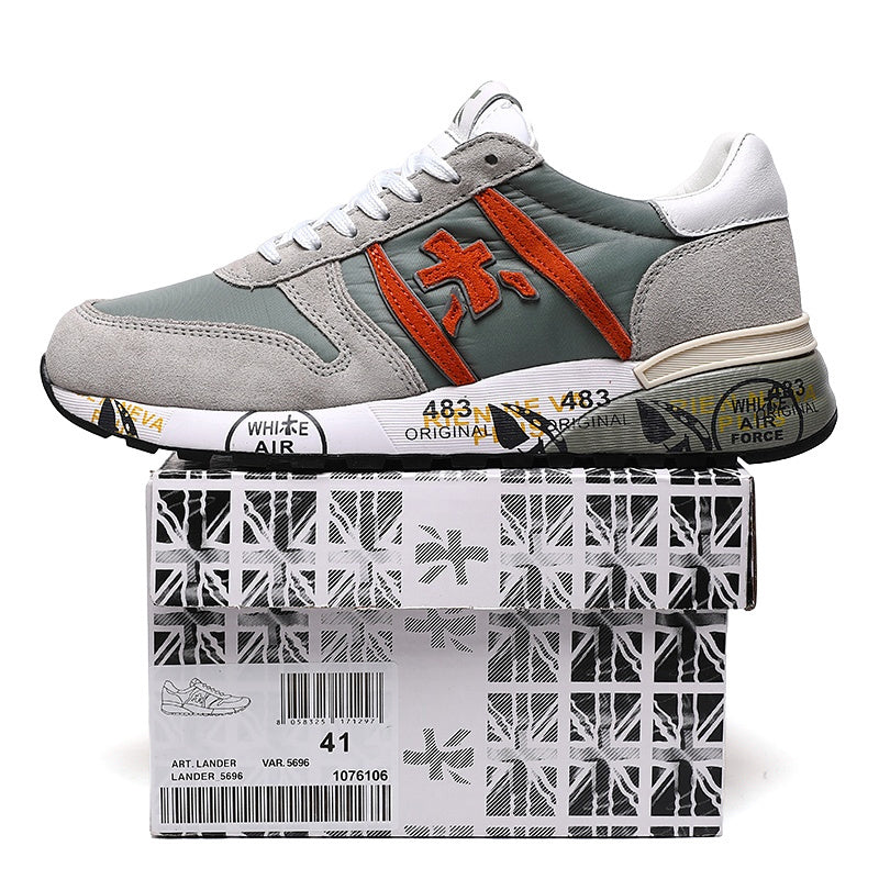Premiata Lander sneakers suede grigio rosso