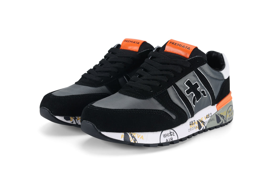 Premiata Lander sneakers suede nero grigio