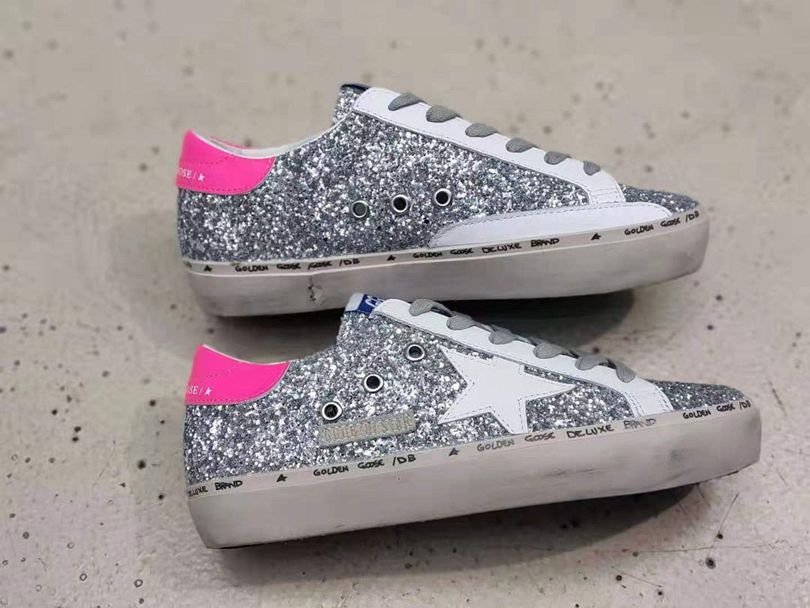 Golden Goose Superstar glitter grigio/rosa