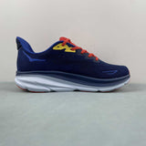 Hoka One Clifton 10 blu rosso logo