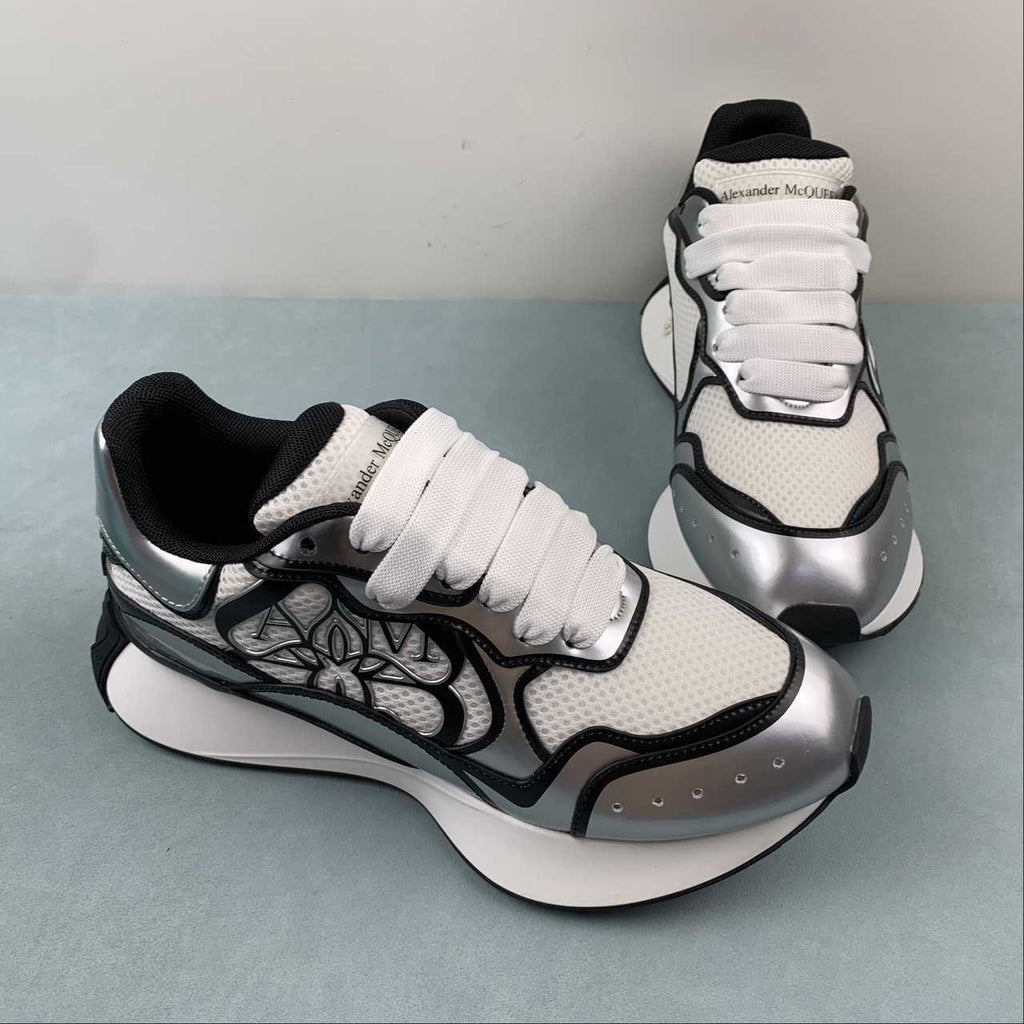 Alexander McQueen Sprint Runner bianco e argento