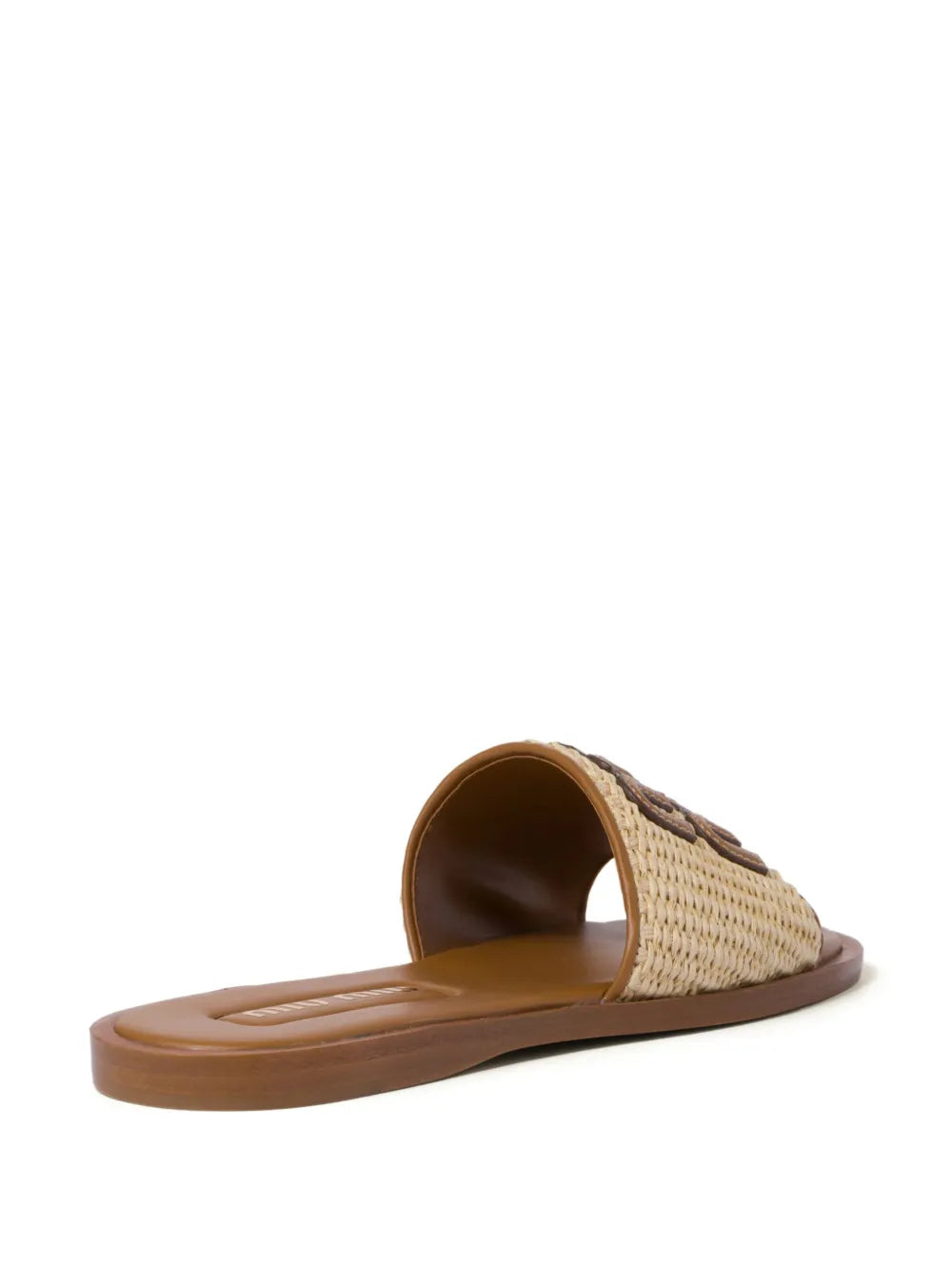 Miu Miu Raffia Effect Woven Slides beige