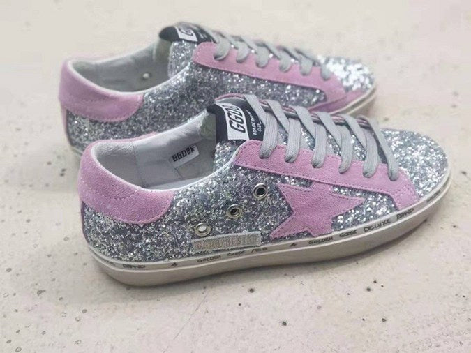 Golden Goose Superstar glitter camoscio rosa