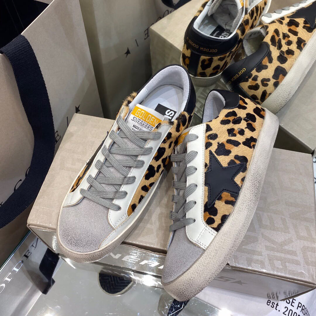 Golden Goose Superstar leopard sneakers tallone nero