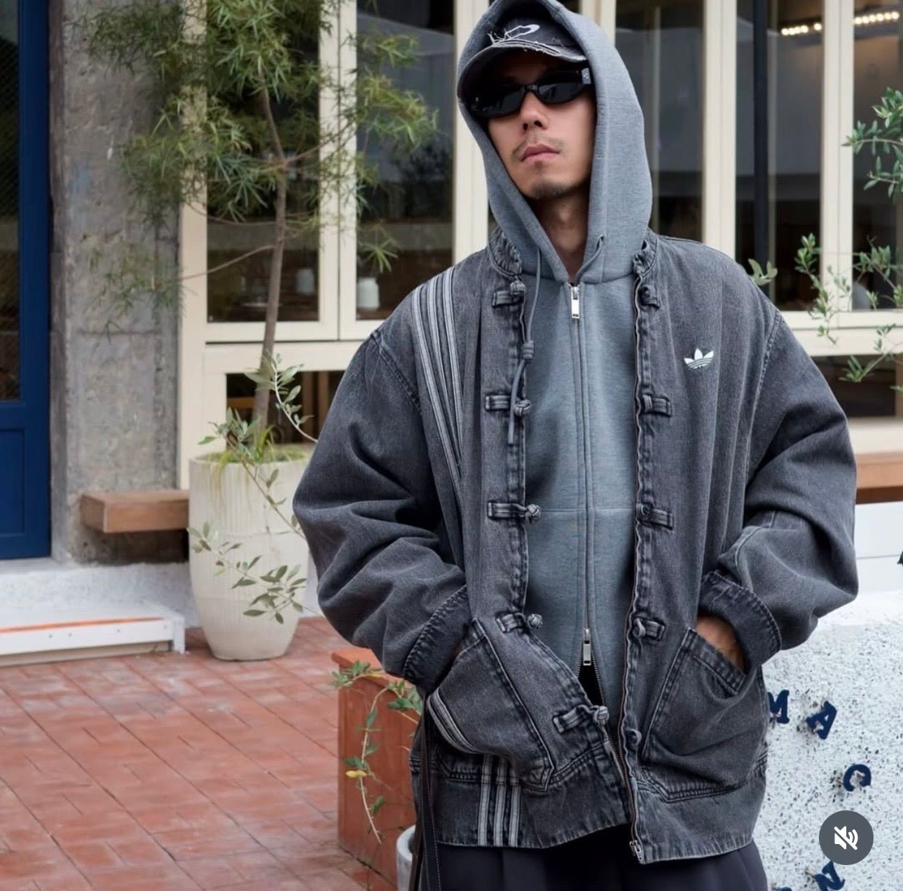 Adidas Chinese Track Top 3.0 giacca in denim grigio - VIBES MILANO
