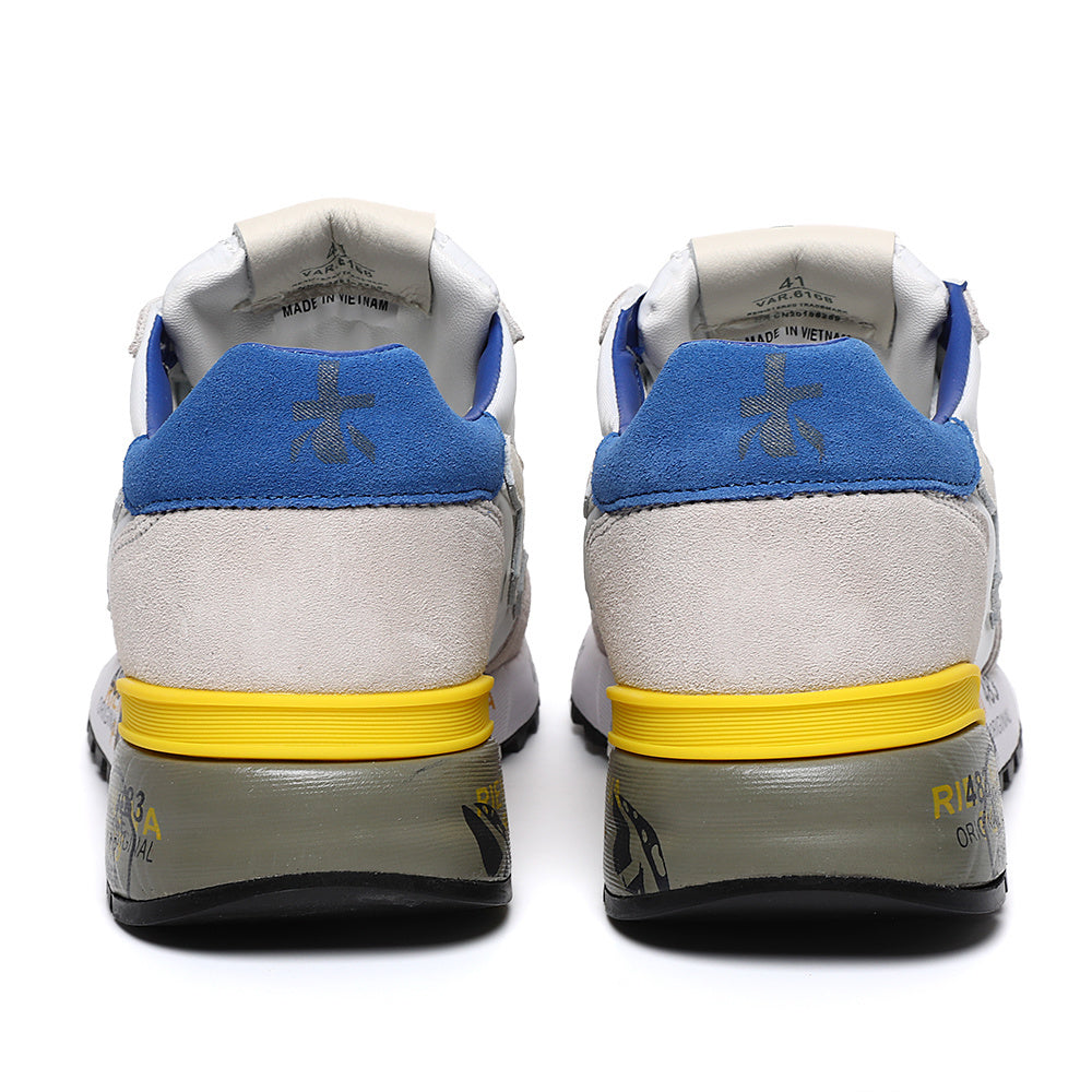 Premiata Mick sneakers suede bianco blu giallo