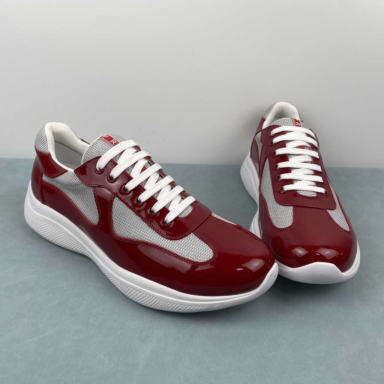 Prada sneakers America's Cup in vernice e tessuto bike rosso