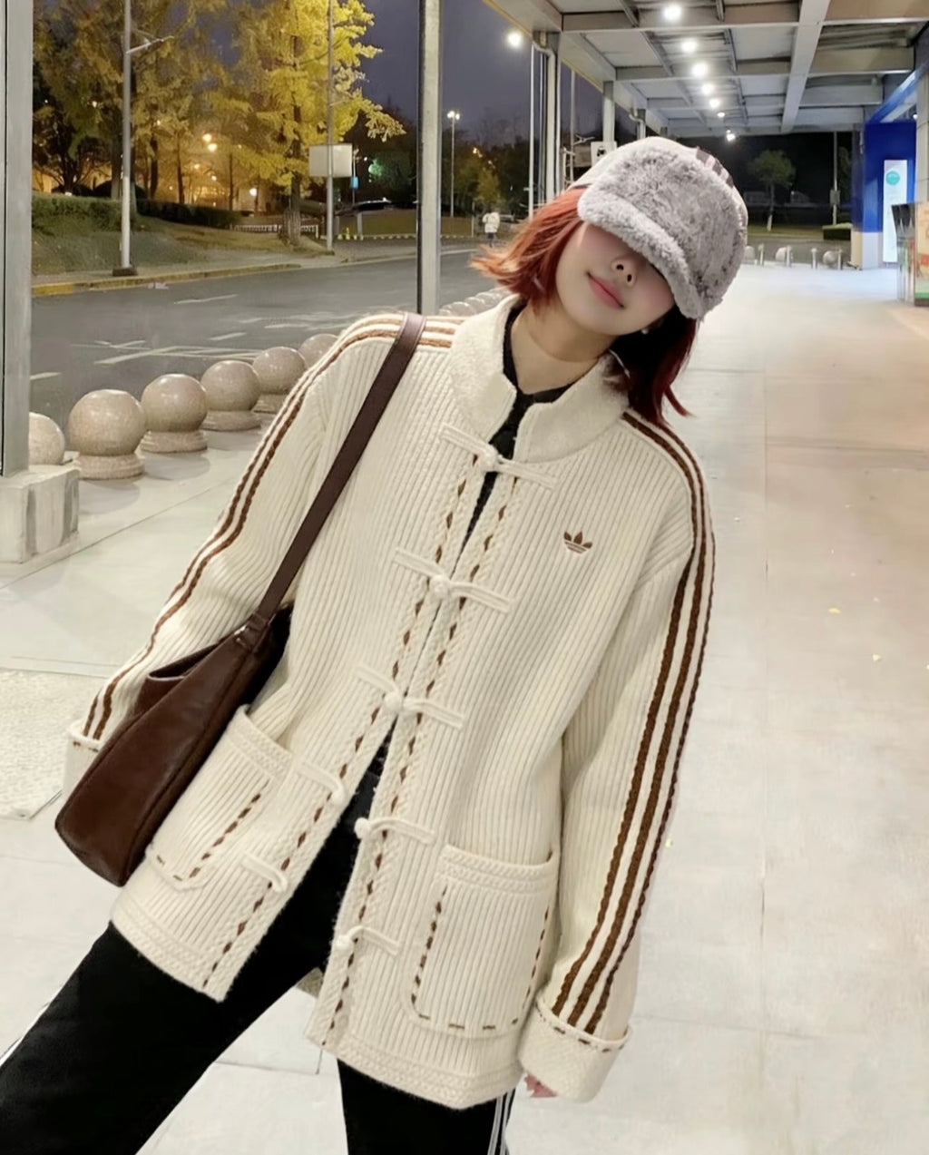 Adidas Originals Chinese New Year Knit Jacket beige chiaro - VIBES MILANO
