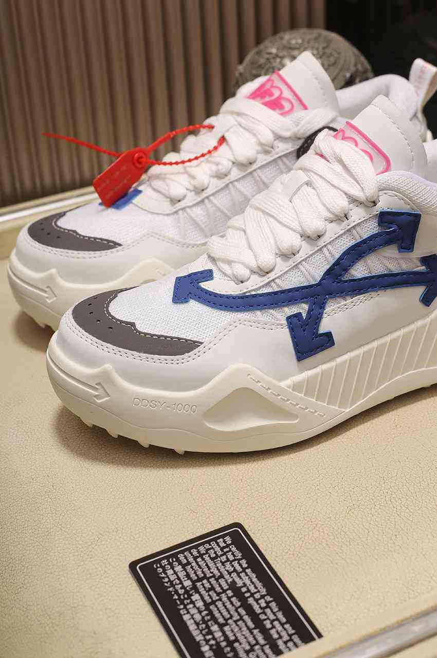 Off-White sneakers in pelle colore bianco con dettaglio blu