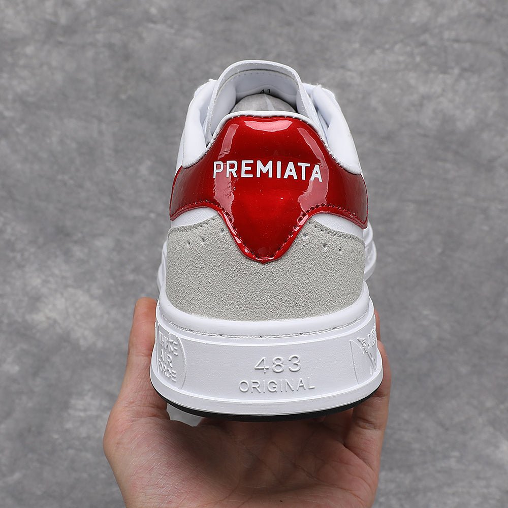 Premiata Quinn sneakers pelle bianco rosso - VIBES MILANO