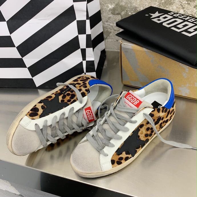 Golden Goose Superstar leopard sneakers tallone azzurro