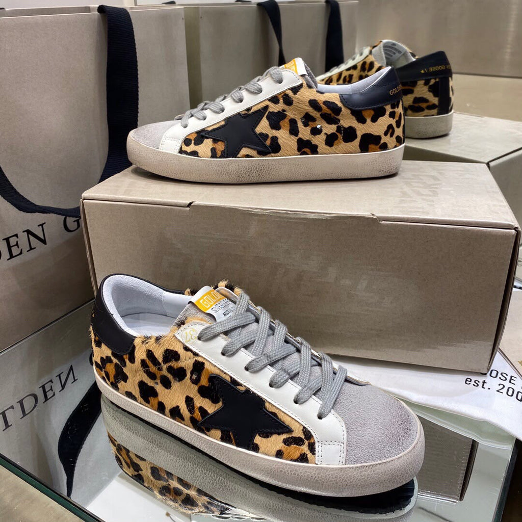 Golden Goose Superstar leopard sneakers tallone nero