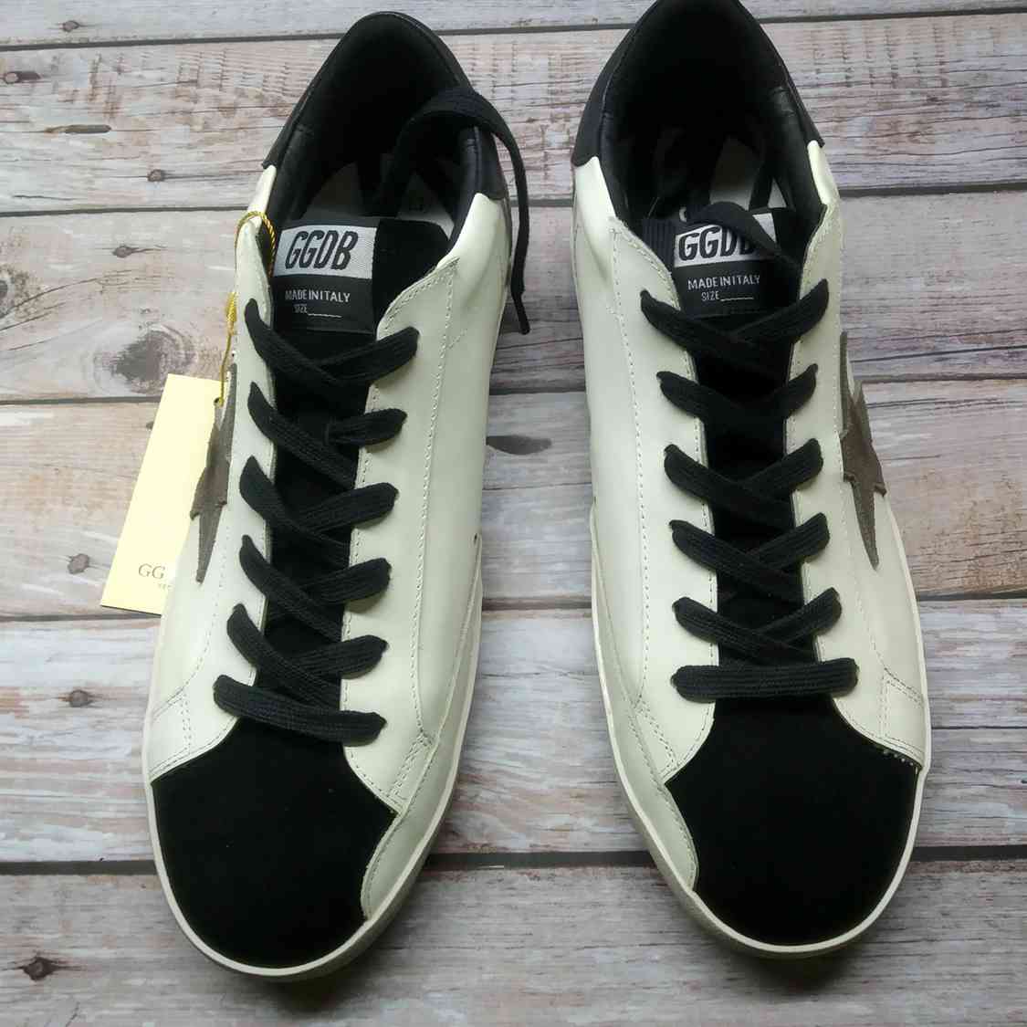 Golden Goose Superstar nappa bianca e inserti neri e grigi