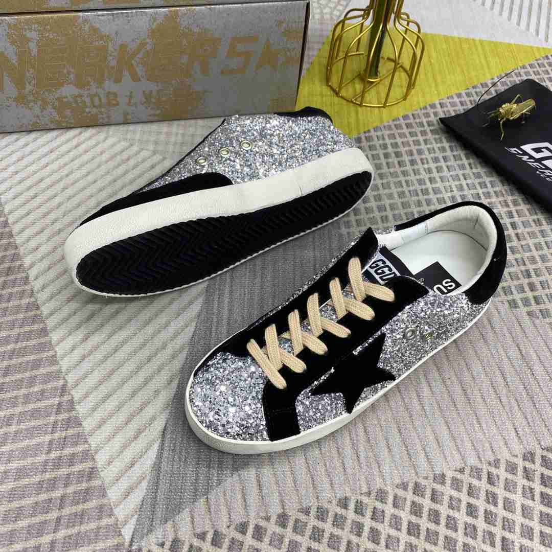 Golden Goose Superstar glitter argento nero