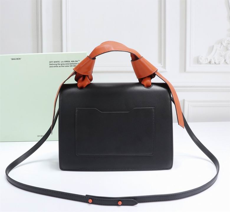 Borsa in pelle Off-White nero logo orange