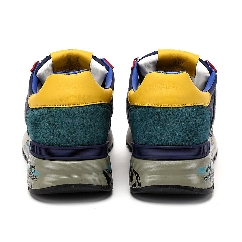 Premiata Lander sneakers suede blue rosso giallo