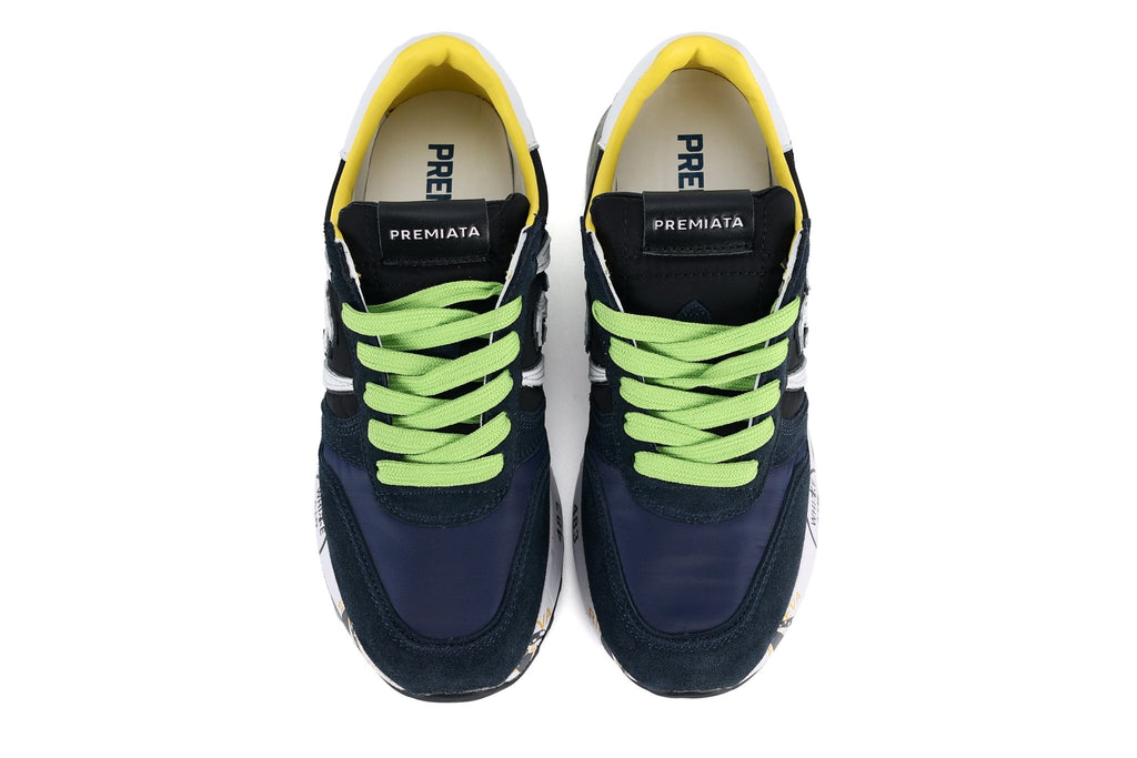 Premiata Lander sneakers suede blue lime - VIBES MILANO