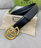 Cintura Gucci in vera pelle nera larghezza 4 cm.