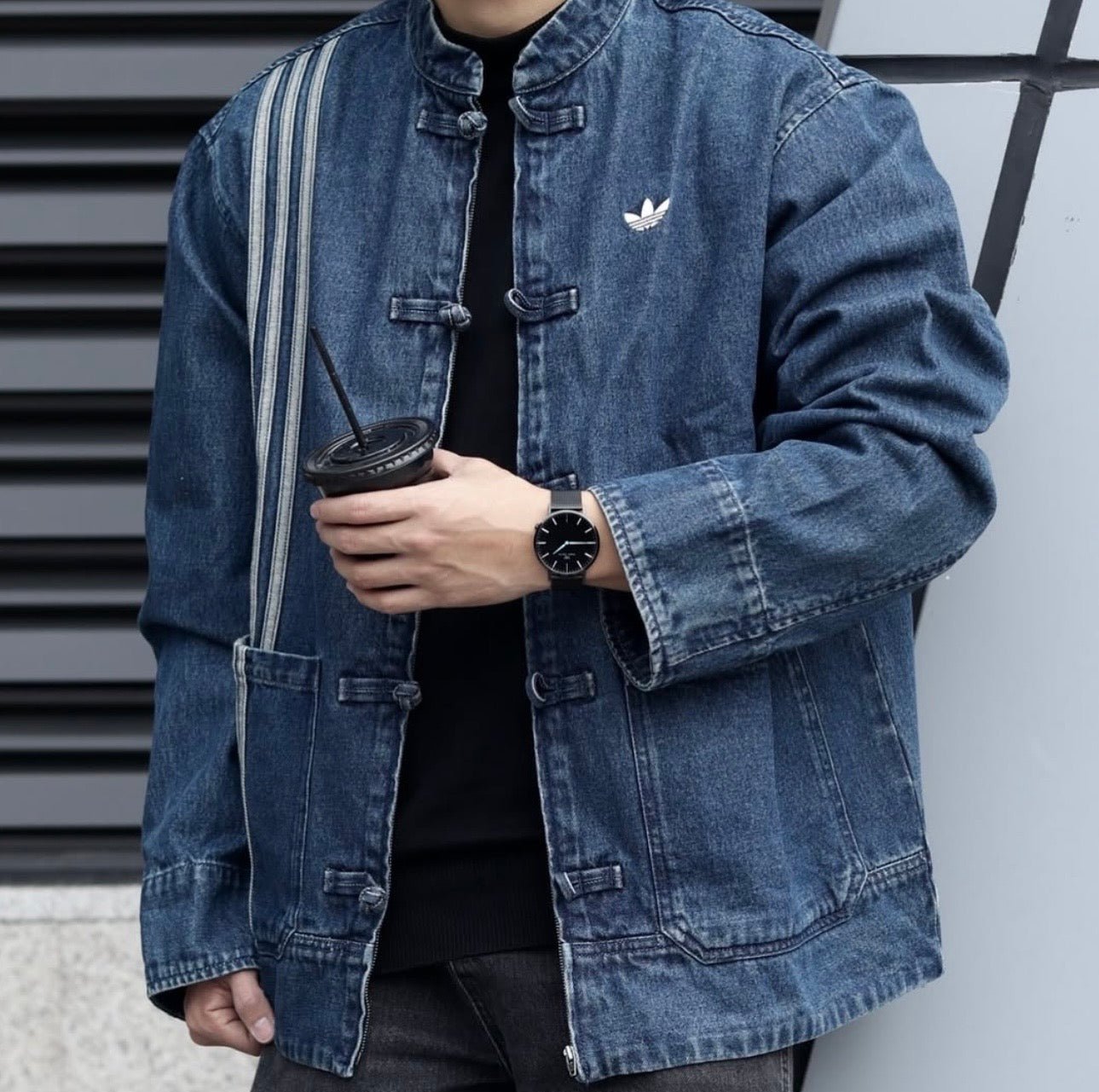 Adidas Chinese Track Top 3.0 giacca in denim blue - VIBES MILANO