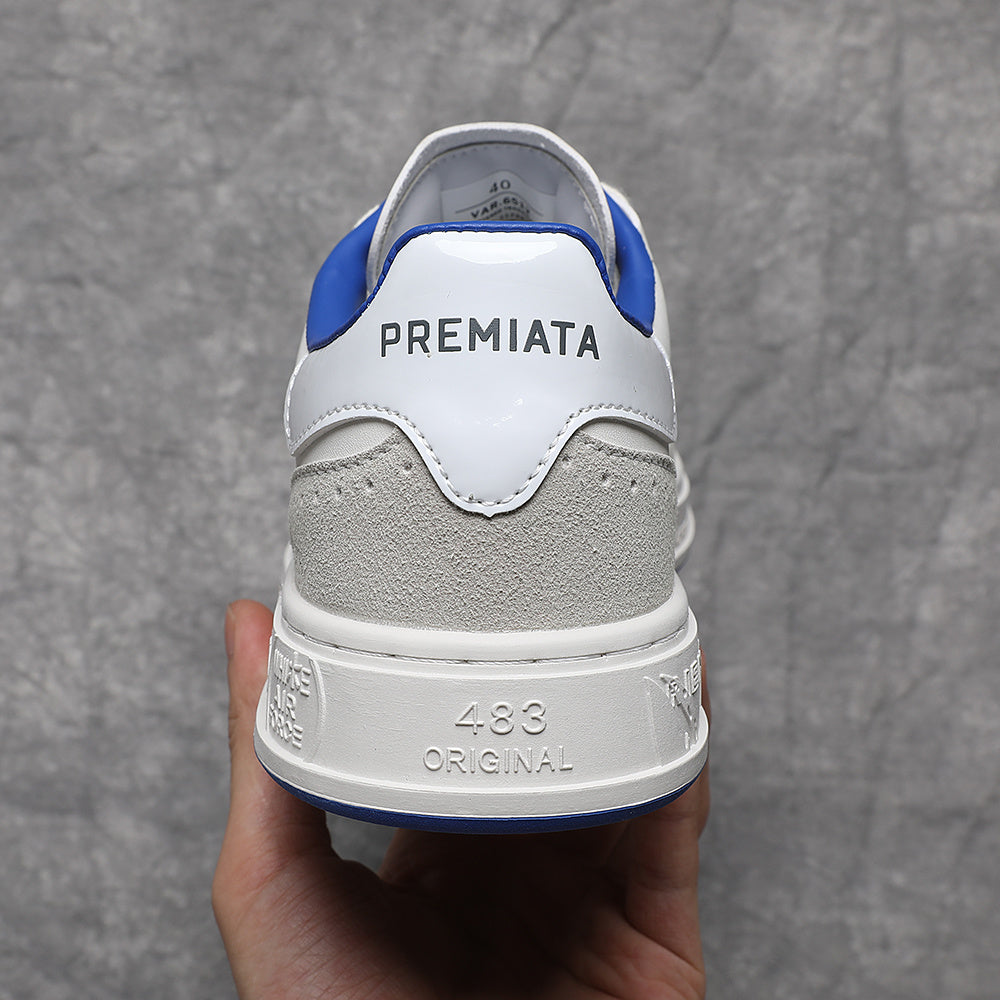 Premiata Quinn sneakers pelle bianco celeste