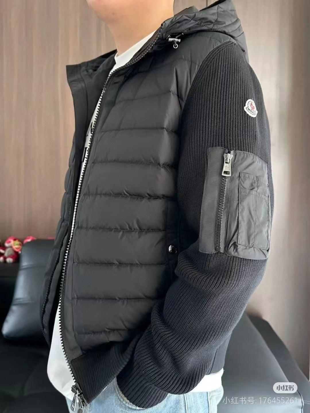 Cardigan Moncler in nylon e misto lana