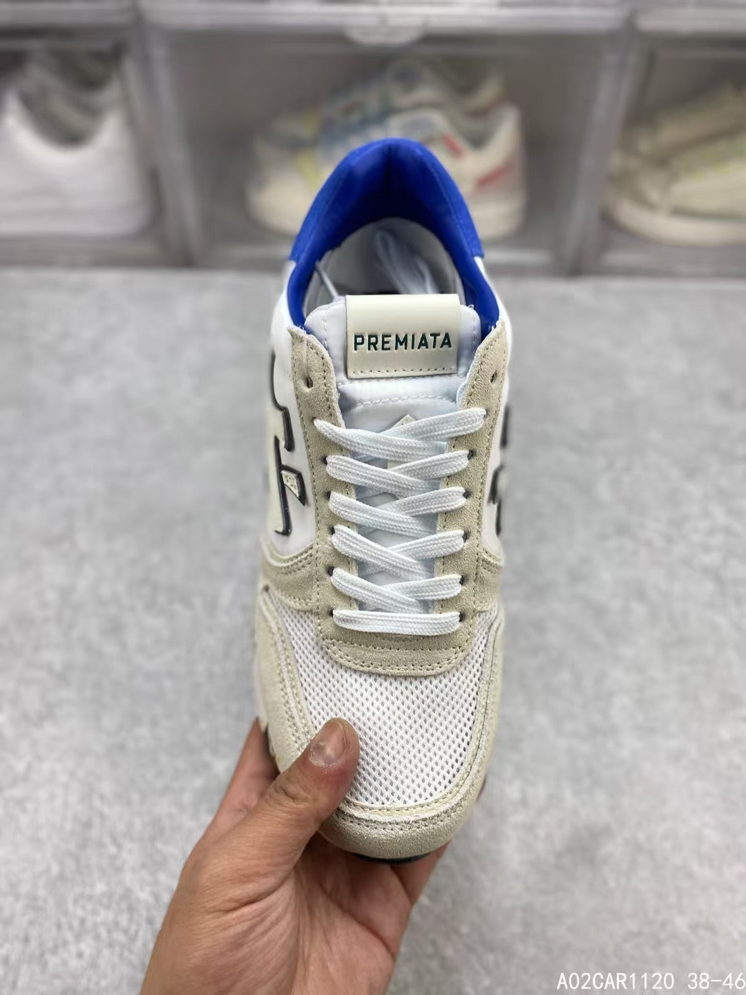 Premiata Mick sneakers suede bianco blu giallo
