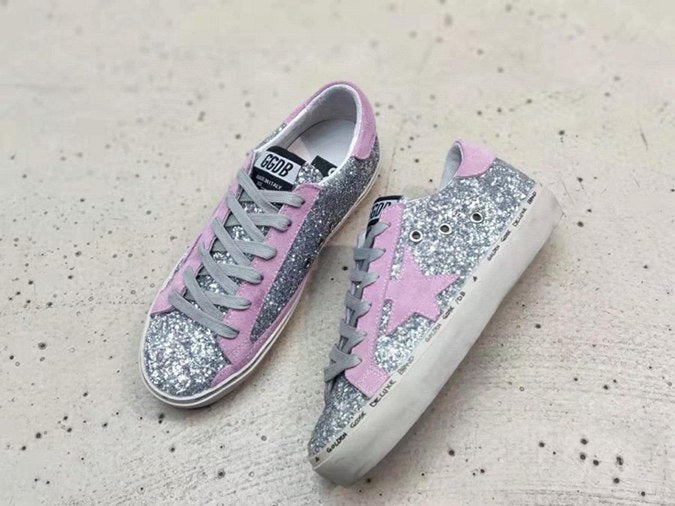 Golden Goose Superstar glitter camoscio rosa