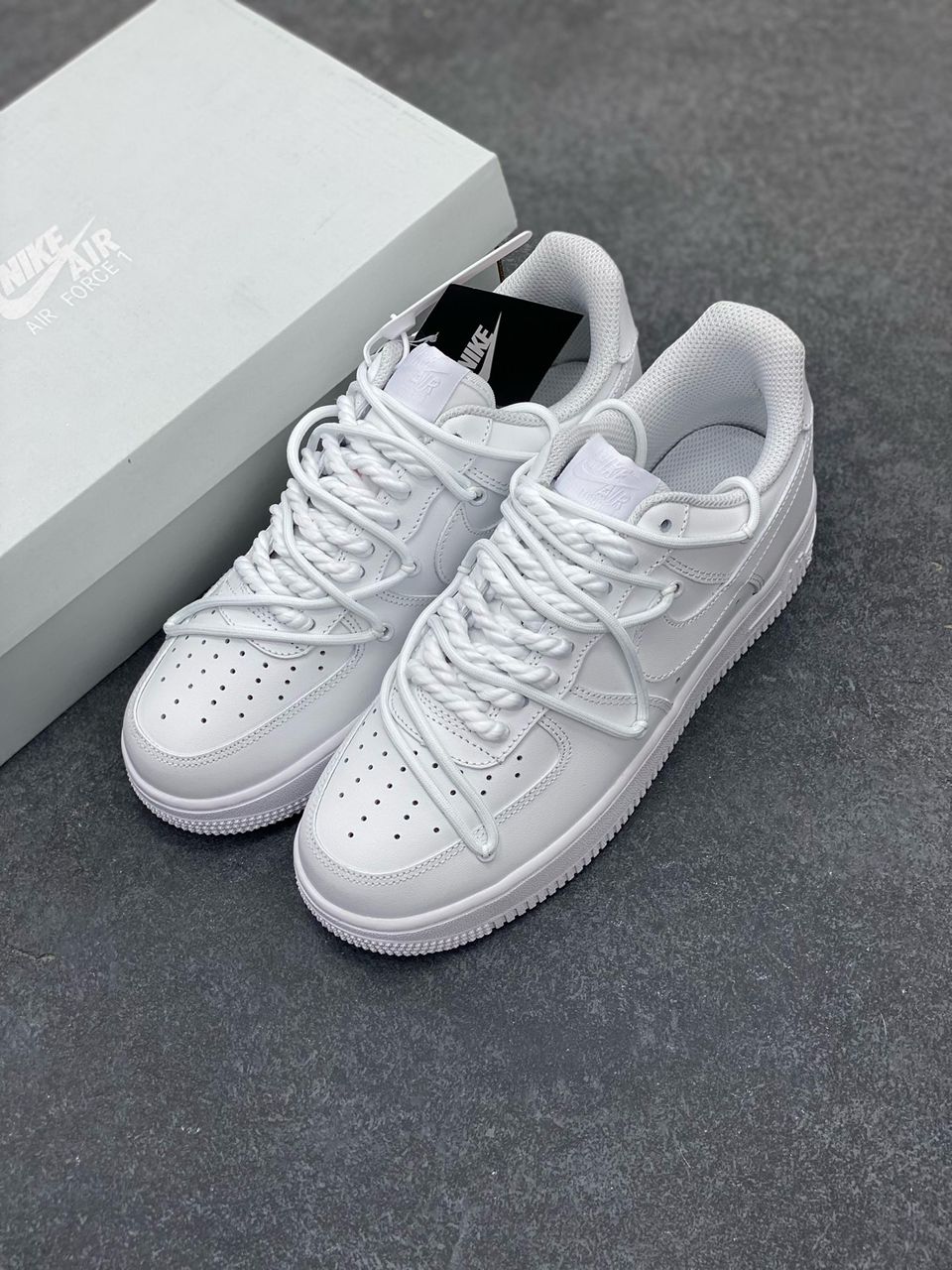Nike Air Force 1 White Low double lace Custom Rope white