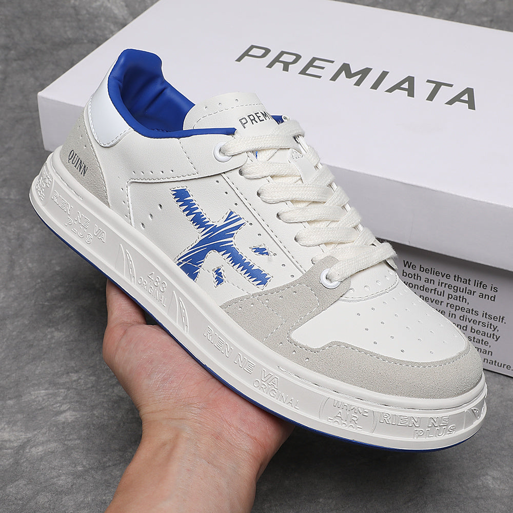 Premiata Quinn sneakers pelle bianco celeste