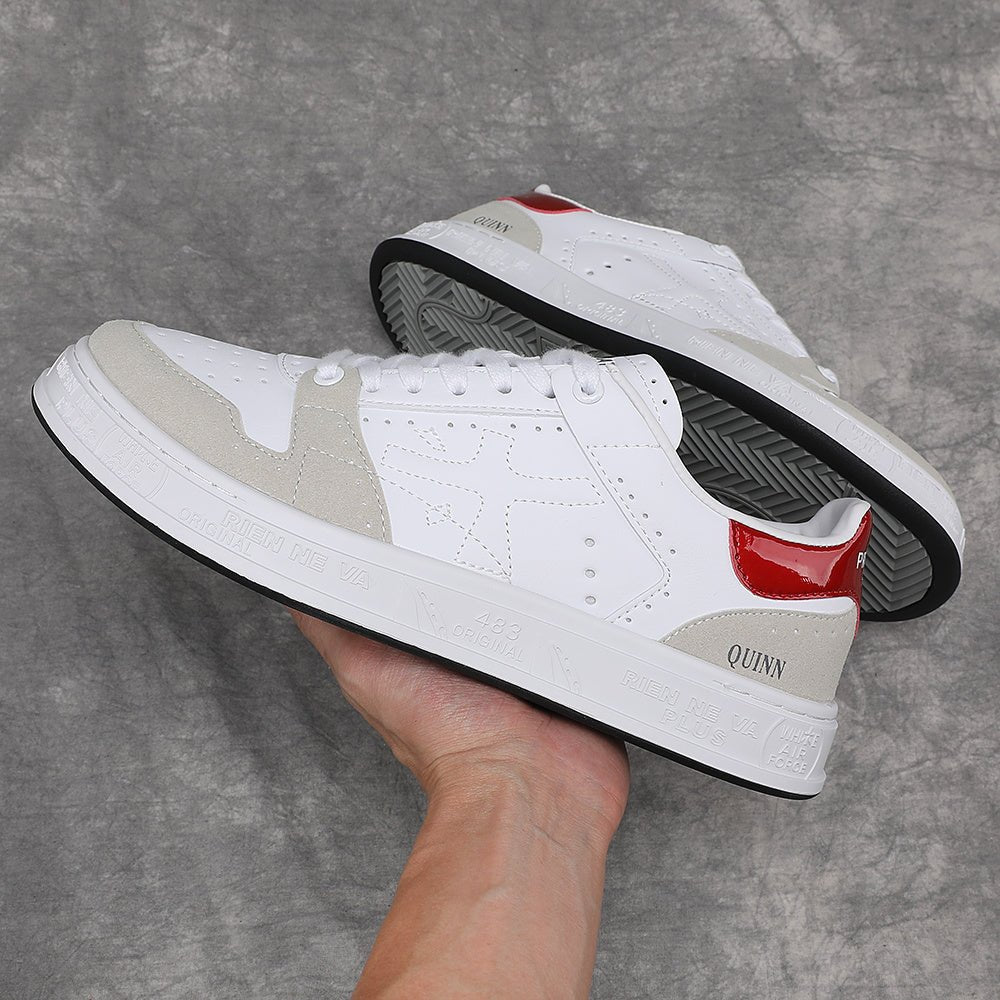 Premiata Quinn sneakers pelle bianco rosso - VIBES MILANO