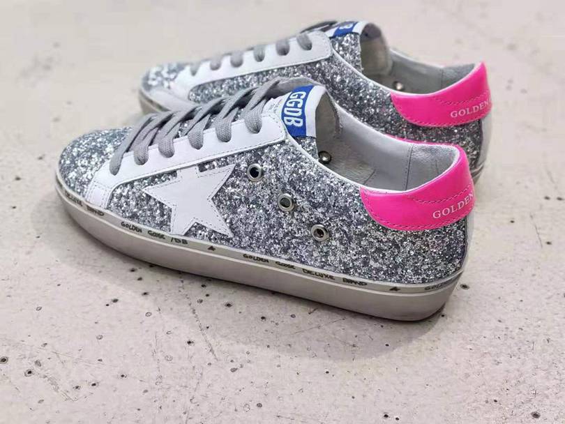 Golden Goose Superstar glitter grigio/rosa