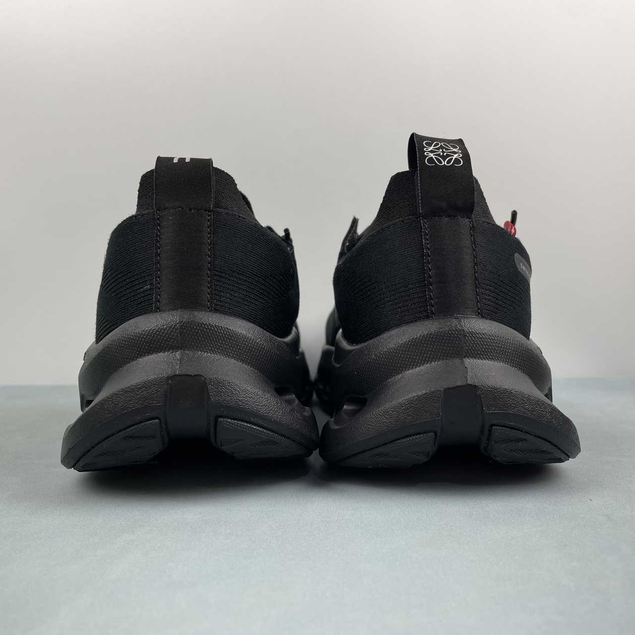 LOEWE + ON Cloudtilt stretch recycled-knit sneakers nero