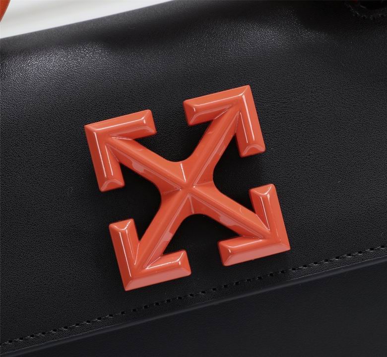 Borsa in pelle Off-White nero logo orange