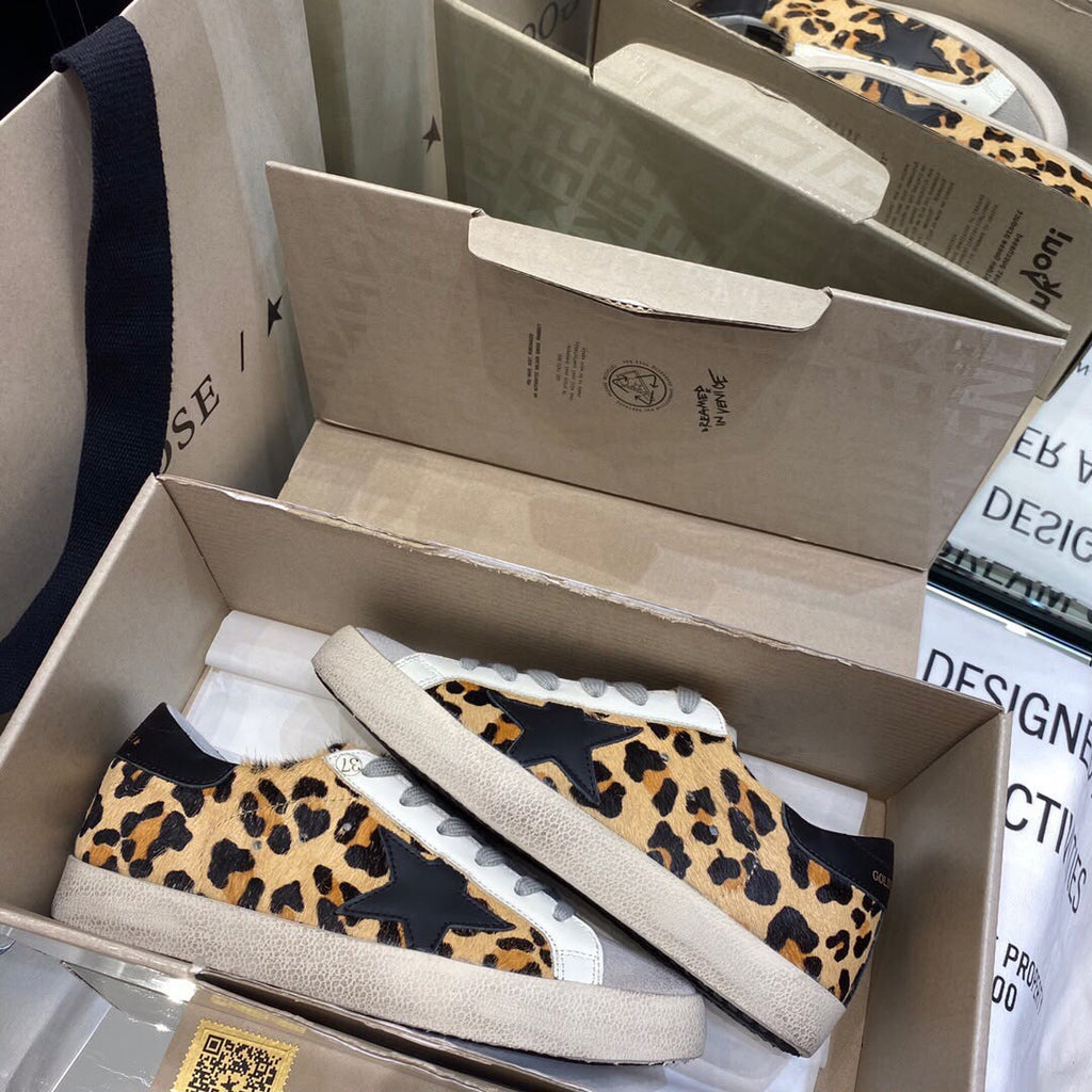 Golden Goose Superstar leopard sneakers tallone nero