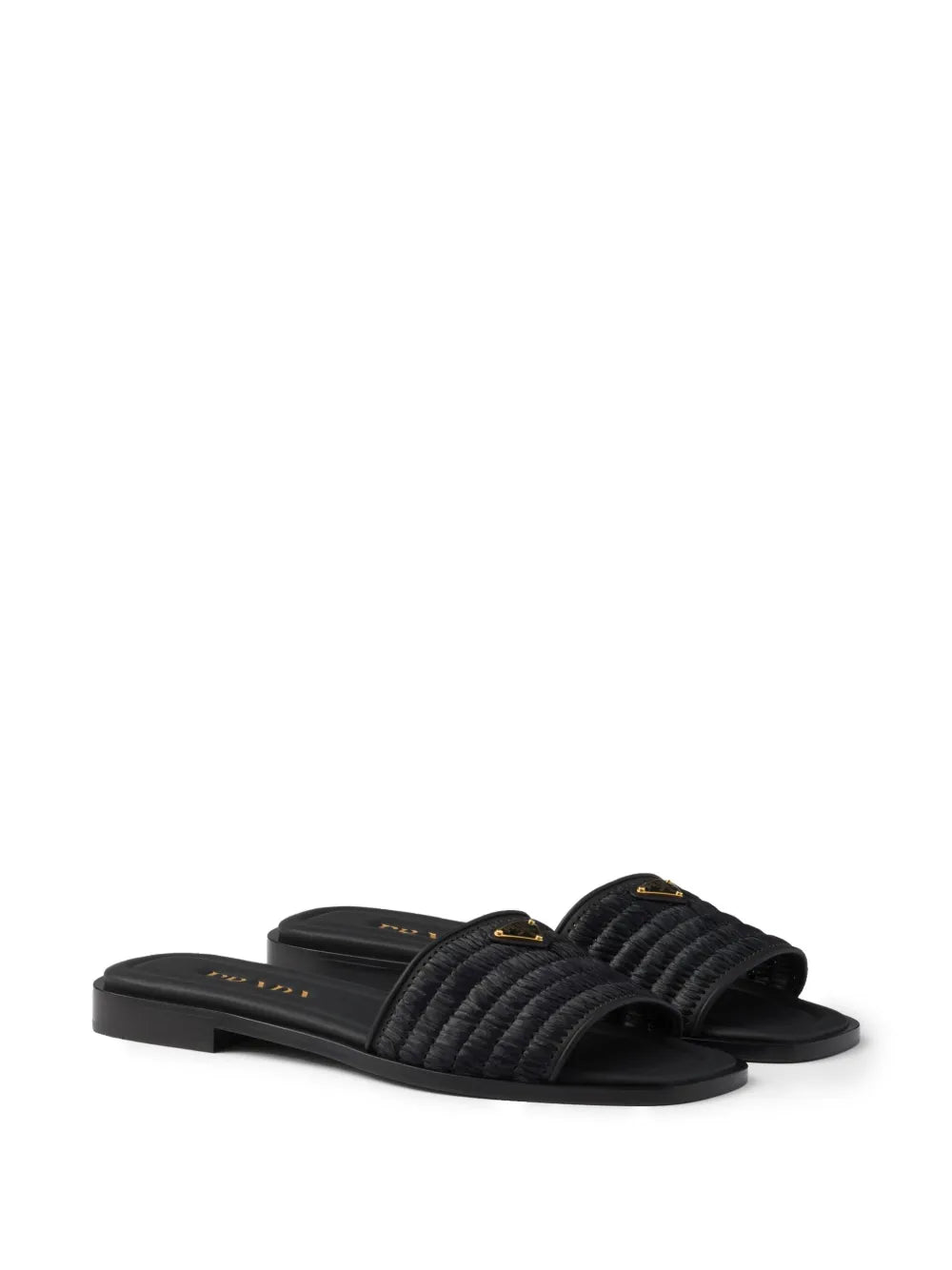 Miu Miu Raffia Effect Woven Slides nero