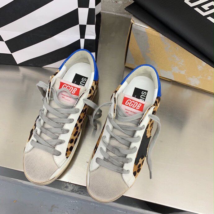 Golden Goose Superstar leopard sneakers tallone azzurro