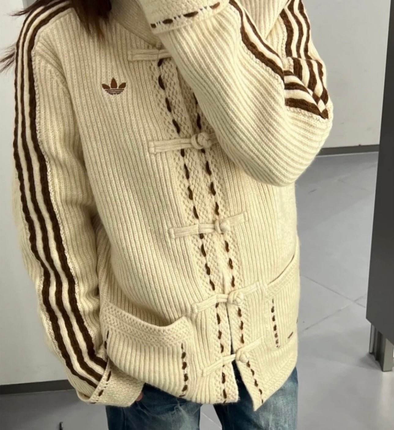 Adidas Originals Chinese New Year Knit Jacket beige chiaro - VIBES MILANO
