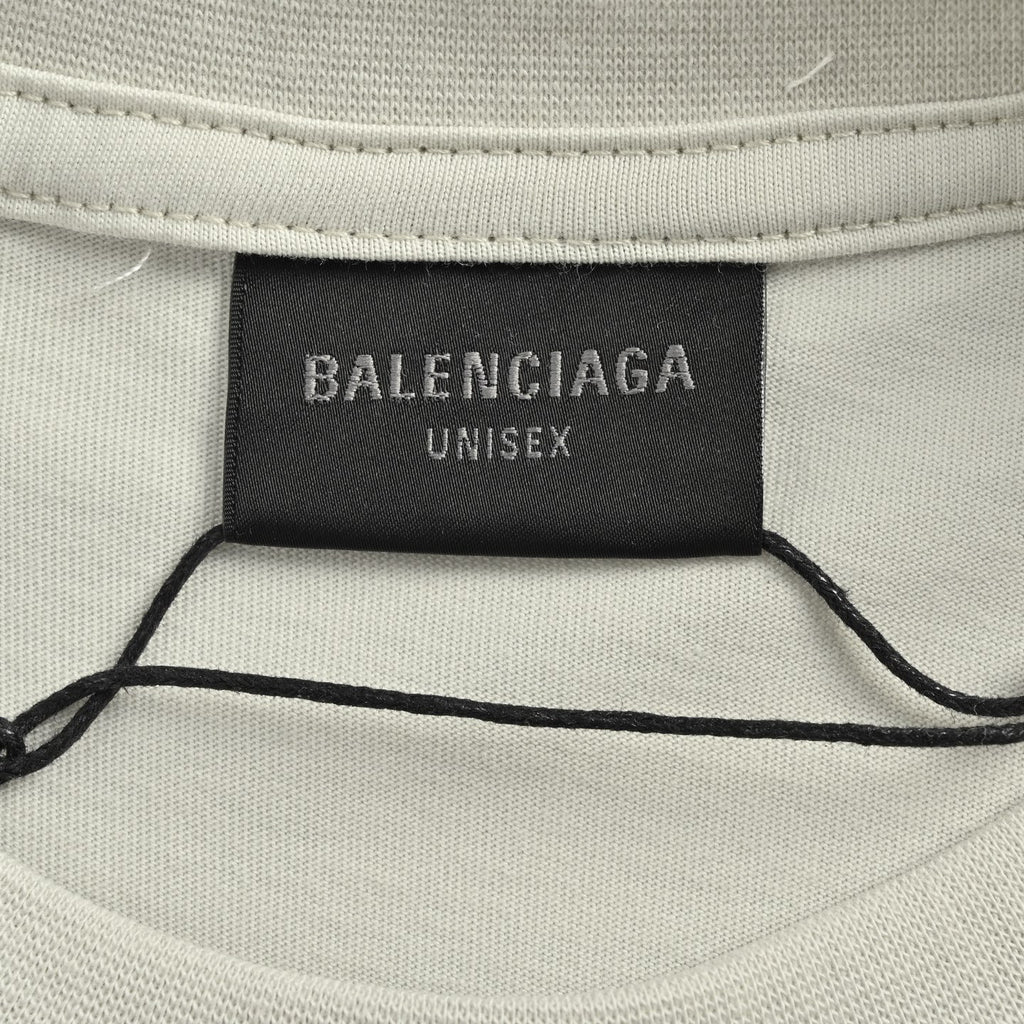 BALENCIAGA T-SHIRT BASKETBALL SNEAKER OVERSIZE DA UOMO BIANCO SPORCO