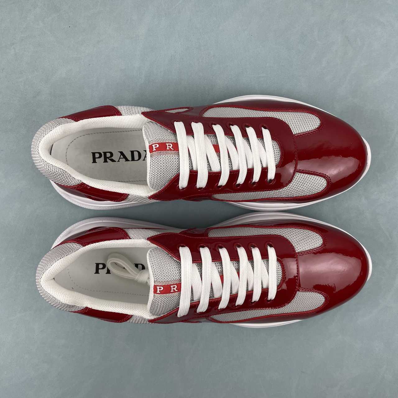 Prada sneakers America's Cup in vernice e tessuto bike rosso