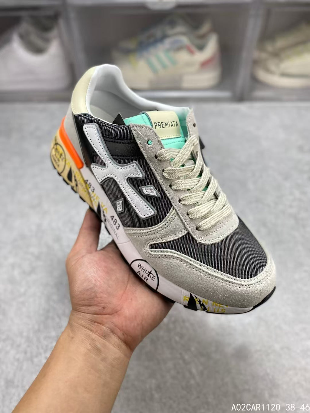 Premiata Mick sneakers suede grey orange