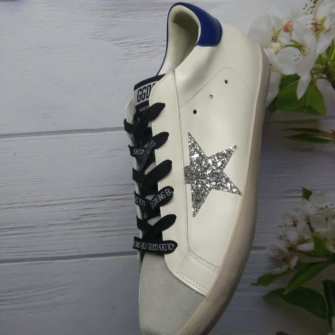 Golden Goose Superstar bianco inserti blu
