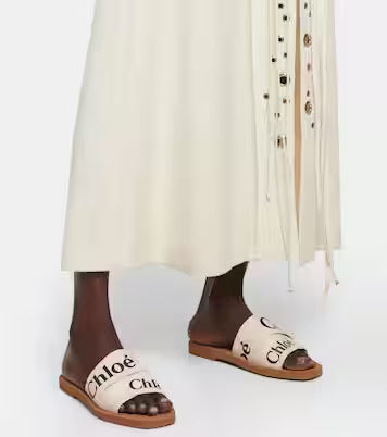Chloé Woody Sandals Canvas bianchi