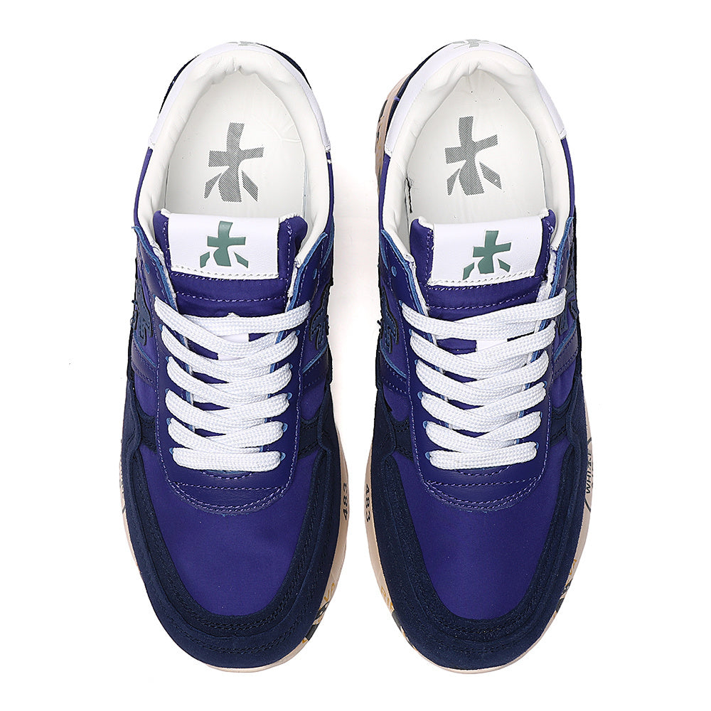Premiata Lander sneakers suede blue bianco