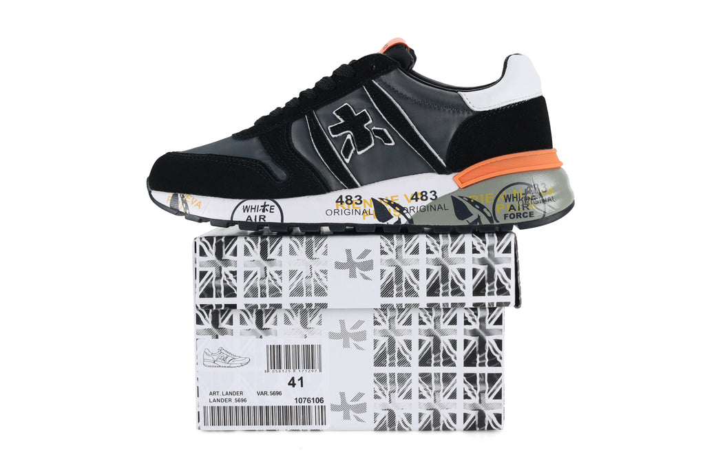 Premiata Lander sneakers suede nero grigio