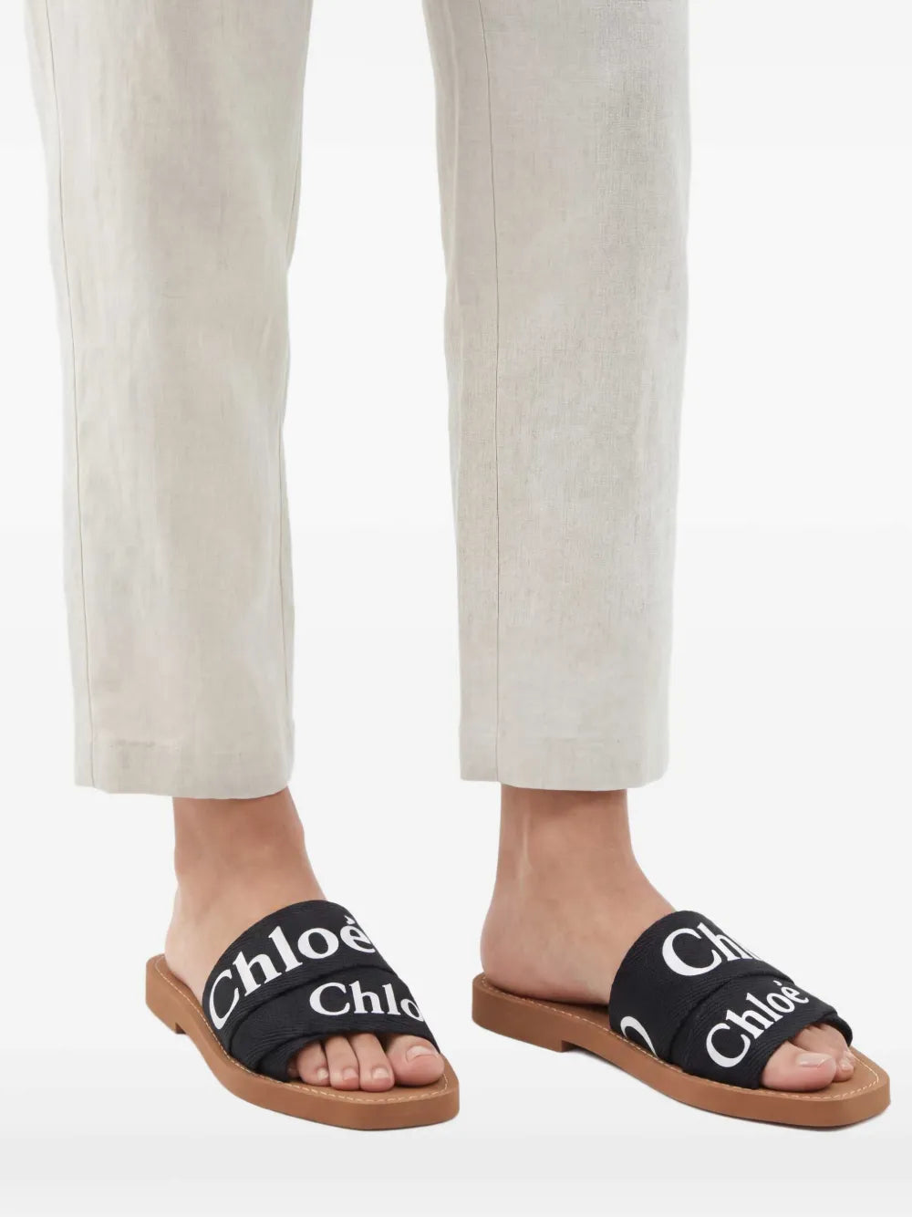 Chloé Woody Sandals Canvas neri