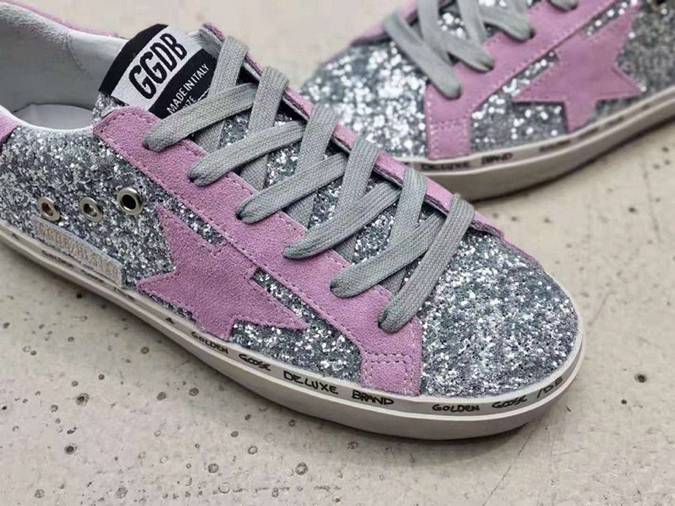Golden Goose Superstar glitter camoscio rosa